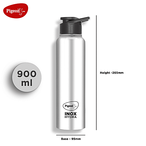 Pigeon by Stovekraft Inox Hydra Stainless Steel Water Bottle - Food Grade, Leak Proof, Dishwasher Safe, 900 ml