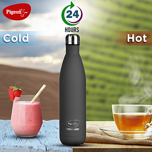 Pigeon by Stovekraft Aqua Therminox Galaxy Vacuum Copper Insulated Double Walled Bottle For Hot & Cold-Water - Black, 1 L