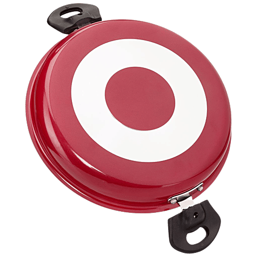 Navrang Aluminium Multipurpose Pan - Non-Stick Inner Granite Coating, Maroon & Spatter, 24 cm, 2.5 mm, With Glass Lid, Bakelite Handle, 1.6 L  