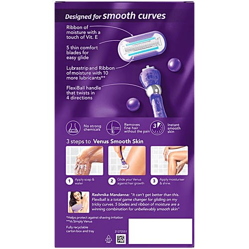 Gillette Venus Venus Swirl Razor - Long Lasting Smoothness, 5 Blades In 1, Flexiball Technology With Ribbon Moisture, 1 pcs  