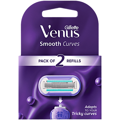 Gillette Venus Venus Swirl Razor Cartridges - Long Lasting Painfree Smoothness, Ribbon Moisture With Vitamin E, 5 Blades In 1, 2 pcs  