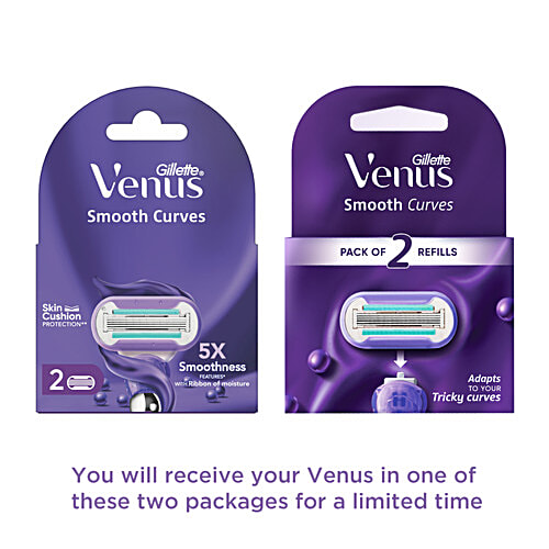 Gillette Venus Venus Swirl Razor Cartridges - Long Lasting Painfree Smoothness, Ribbon Moisture With Vitamin E, 5 Blades In 1, 2 pcs  