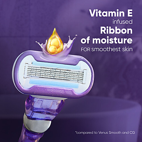Gillette Venus Venus Swirl Razor Cartridges - Long Lasting Painfree Smoothness, Ribbon Moisture With Vitamin E, 5 Blades In 1, 2 pcs  