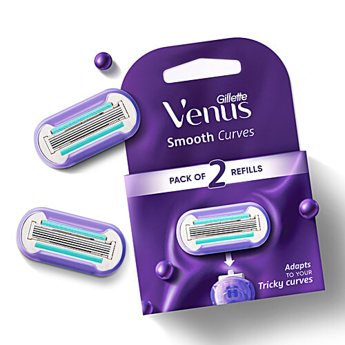 Gillette Venus Venus Swirl Razor Cartridges - Long Lasting Painfree Smoothness, Ribbon Moisture With Vitamin E, 5 Blades In 1, 2 pcs  