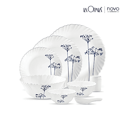 LaOpala Dinner Set - Opalware, Novo, English Aqua Spray, 35 pcs  
