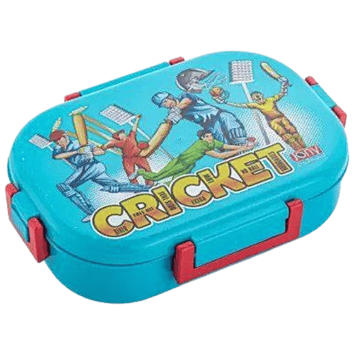 YouBee Lunch/Tiffin Box, Plastic For School Office With Spoon & Side Container, For Adults & Kids - Blue, 3 pcs (650 ml + 150 ml) Airtight, Leak-Proof, Food Grade