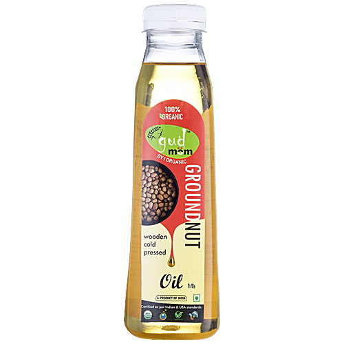 Gudmom Wooden Cold Pressed Groundnut Oil, 1 L  Organic