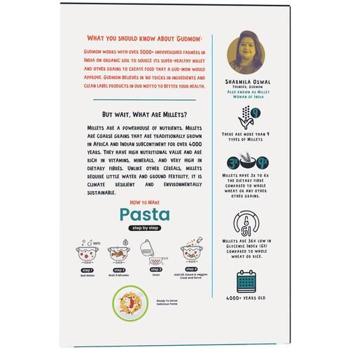 Gudmom Multi Grain Millet Pasta - Fusilli, 500 g  Zero Cholesterol, Rich in Fibre & Protein