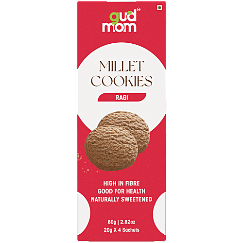 Gudmom Ragi Millet Cookies- Natural Jaggery, 80 g  