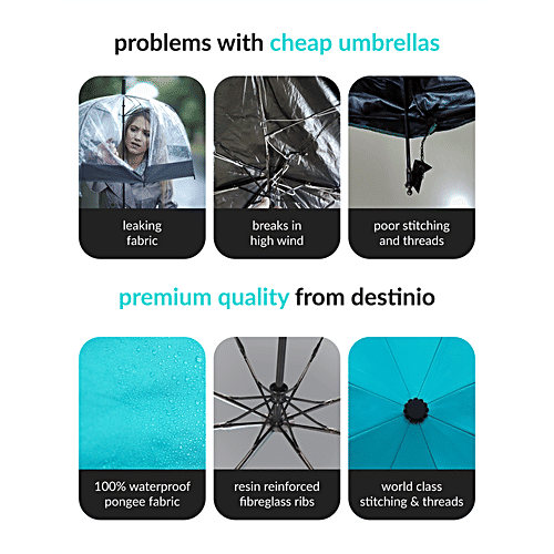 Destinio Umbrella - Waterproof, For Kids, Cute & Stylish, Teal Blue, 1 pc  