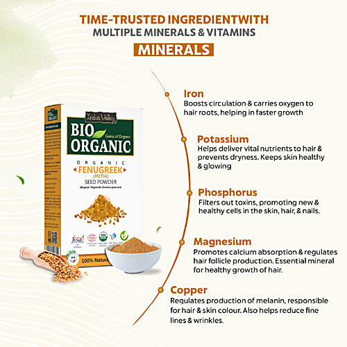 Indus Valley Bio Organic Fenugreek Methi Seed Powder For Hair Care, 100 g 100% Natural