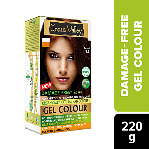 Indus Valley Organically Natural Gel Hair Colour - Burgundy, 220 g Damage Free