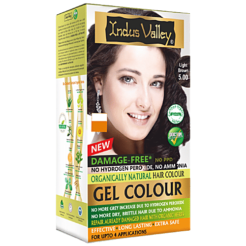 Indus Valley Organically Natural Gel Hair Colour - Light Brown, 220 g  Damage Free