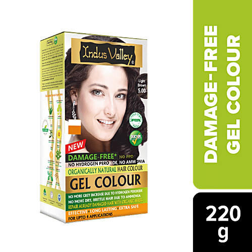 Indus Valley Organically Natural Gel Hair Colour - Light Brown, 220 g  Damage Free