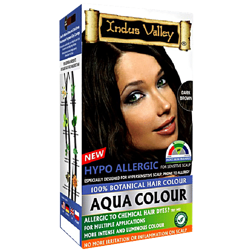 Indus Valley Hypo Allergic Aqua Colour 100% Botanical Hair Colour - Dark Brown, 230 g  