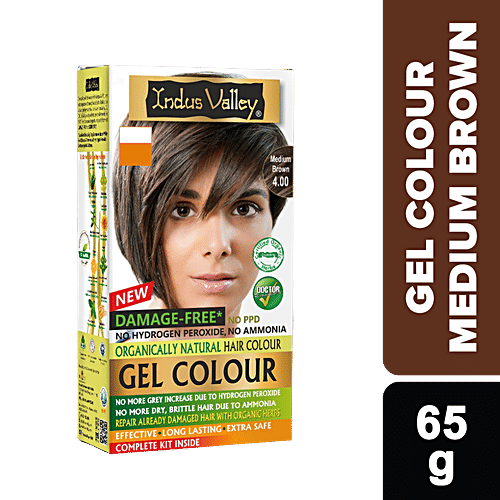 Buy Indus Valley Organically Natural Gel Hair Colour Trial Pack Medium Brown, Damage Free