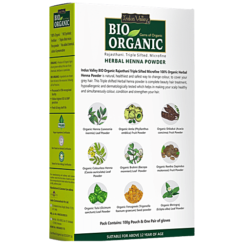 Buy Indus Valley Bio Organic Herbal Henna Powder Triple Sifted