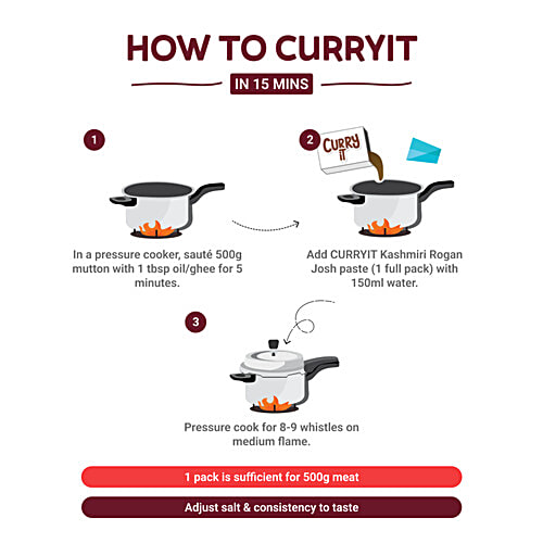 CURRYiT Kashmiri Rogan Josh Cooking Paste, 120 g  Kashmiri Mutton Gravy, Ready in 15 minutes