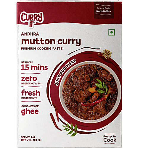 CURRYiT Andhra Mutton Curry Cooking Paste, 120 g Spicy Chicken/Mutton Curry Mix, Ready in 15 minutes