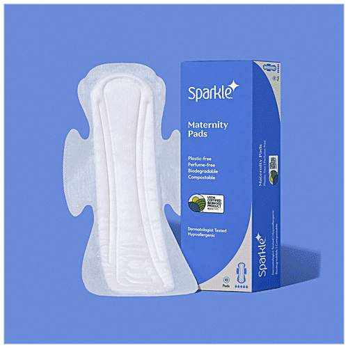 Sparkle Maternity Pads - Dermatologically Tested, Hypoallergenic, 10 pcs Box Plastic Free, Perfume Free, Biodegradable