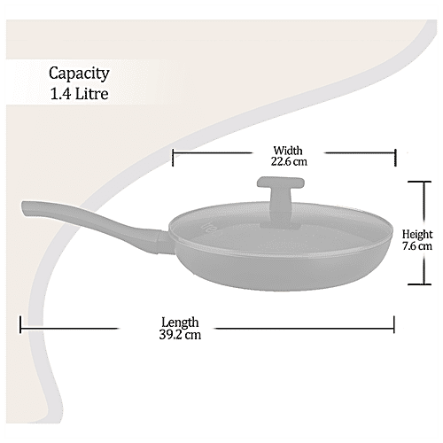 Milton ProCook Fry Pan - Pro Cook, With Glass Lid, Grey, Induction Base, 1.4 L  