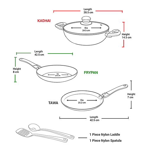 Buy Milton Cookware Set Pro Cook, Kitchen Jewel, Maroon Online at