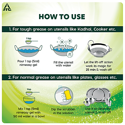 Nimeasy Dishwash Liquid Gel - With Enzyme Technology, Neem Extracts & Citrus Fragrance, 900 ml Lift Off Action, Removes Grease