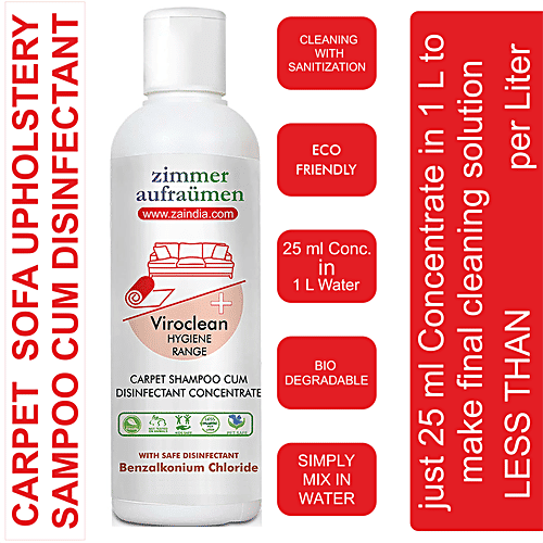 Zimmer Aufraumen Carpet, Sofa Shampoo Cleaner - Disinfectant Concentrate, 500 ml  Bio Degradable, Hassle Free