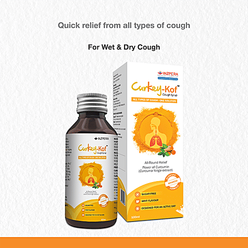 Buy Curkey Kof Cough Syrup For Dry & Wet Cough With Turmeric NonDrowsy, Sugar Free, Mint