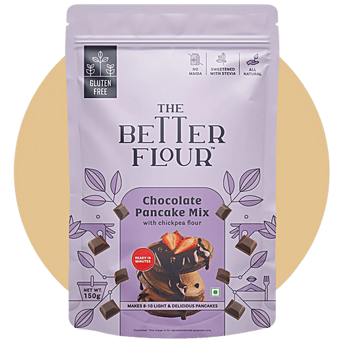 The Better Flour Chocolate Pancake Mix - With Chickpea Flour, 150 g  Gluten Free, No Maida, Sweetened With Stevia, Natural