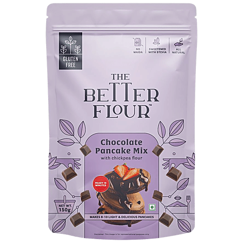 The Better Flour Chocolate Pancake Mix - With Chickpea Flour, 150 g  Gluten Free, No Maida, Sweetened With Stevia, Natural