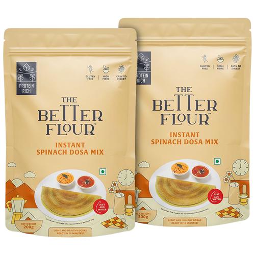 The Better Flour Instant Spinach Dosa Mix - Ready To Cook, 200 g  Light & Healthy, Fibre & Protein Rich, Gluten Free