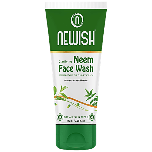 Newish Clarifying Neem Face Wash - With Tea Tree & Turmeric, 100 ml Prevents Acne & Pimples