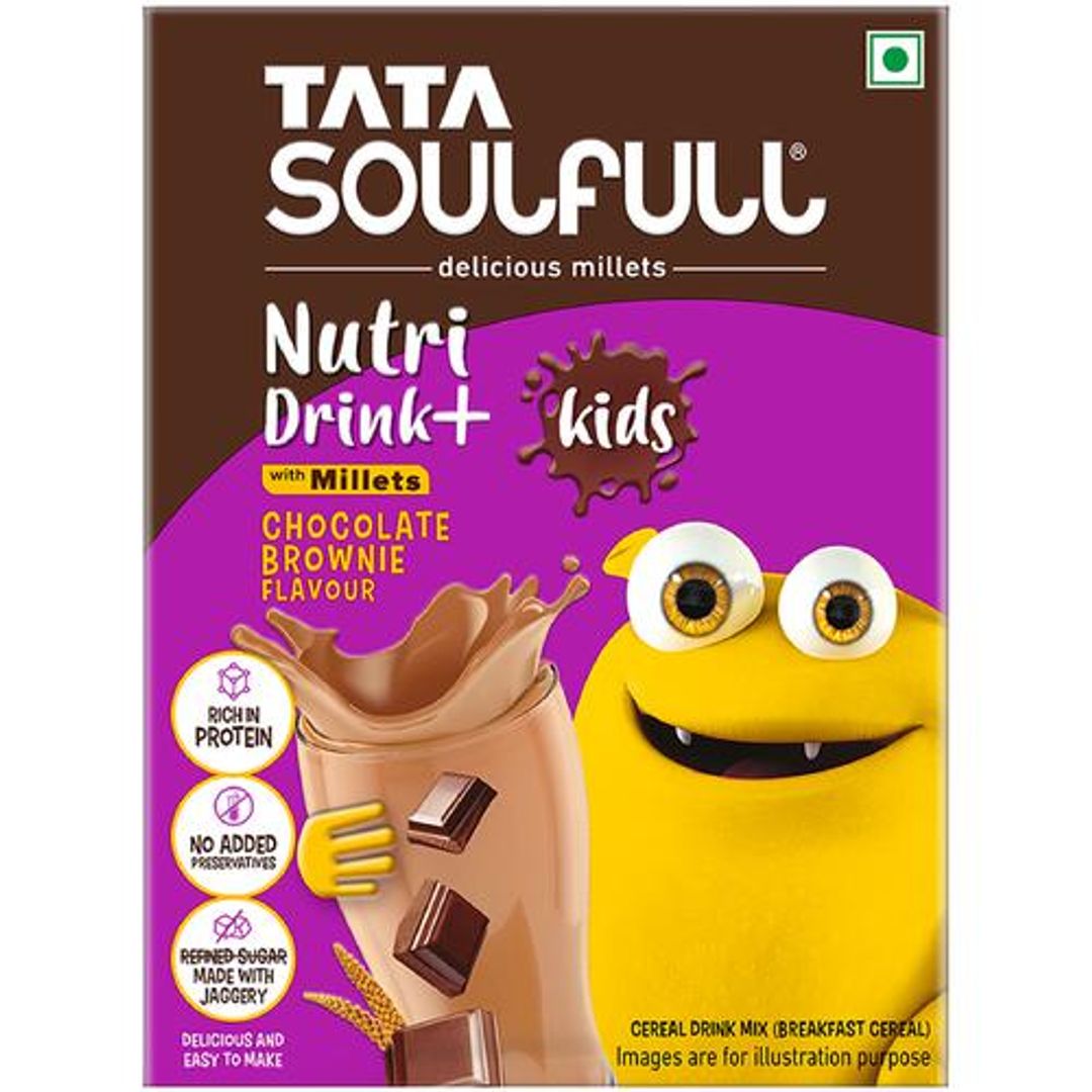 Tata Soulfull Nutri Drink+ For Kids - With Millets, Chocolate Brownie Flavour, 200 g Box