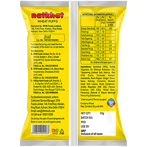 Crax Natkhat Classic Wheat Puffs, 63 g  
