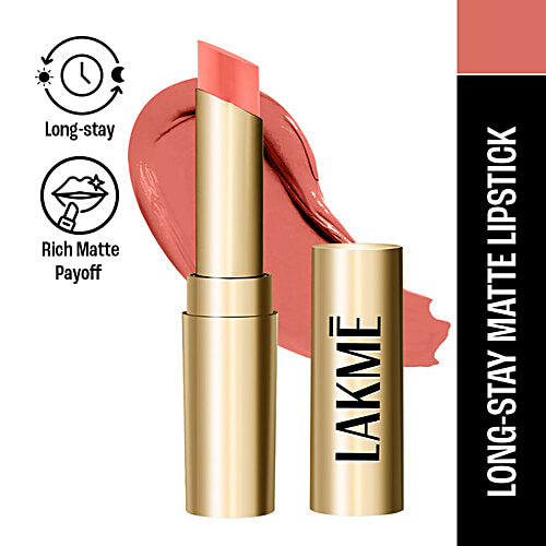 Lakme Unreal 3D Slim Matte Bullet Lipstick, 3.6 g Nude Trip Lightweight Shine