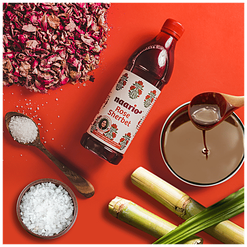 NAARIO Rose Sherbet- Real Roses | All Natural | Calms mind, 400 ml Bottle 