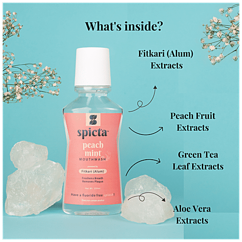 Buy Spicta Peach Mint Mouthwash Powered By Fitkari/Alum Online at