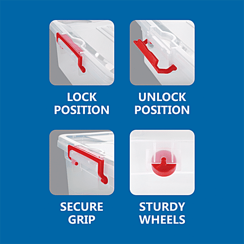 Joyo MooverBox Movers Container 30 - Transparent, With 6 Wheels, Secure Grip, Store, Organise, Move, Stack, 30 L