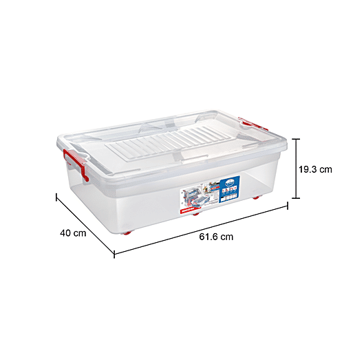 Joyo MooverBox Movers Container 30 - Transparent, With 6 Wheels, Secure Grip, Store, Organise, Move, Stack, 30 L