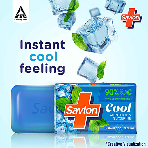 Savlon Cool Menthol & Glycerin Bathing Bar, 120 g (5 pcs) 99.9% Germ Protection