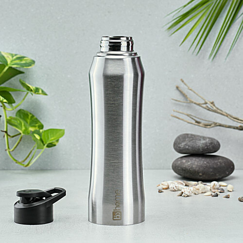 bb home Vapor Stainless Steel Water Bottle With Sipper Cap - Steel Matt, 1 L  Single-Walled, Leakproof, Dishwasher Safe