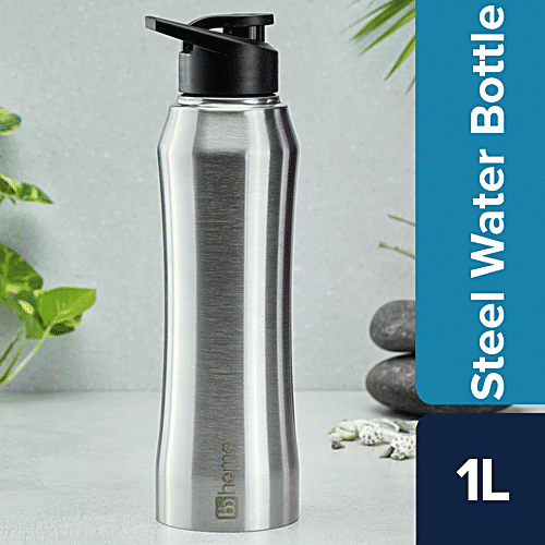 bb home Vapor Stainless Steel Water Bottle With Sipper Cap - Steel Matt, 1 L  Single-Walled, Leakproof, Dishwasher Safe