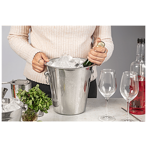 Elephant  Stainless Steel Champagne Bucket With Rings, 4 L  