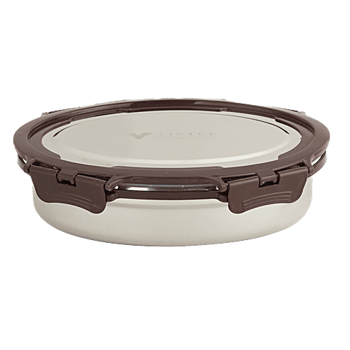 Virtue Steel Mate Oval Stainless Steel Lunch Box With Spoon - Brown, 3 pcs (900 ml + 150 ml) 