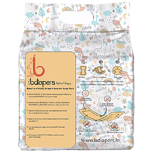 Bdiapers Disposable Baby Nappy Pads - For Washable Cloth Diapers, Medium, 6-12 Months, 30 pcs  Breathable, Chemical Free, No Fragrance & Dye, Self-Sticking