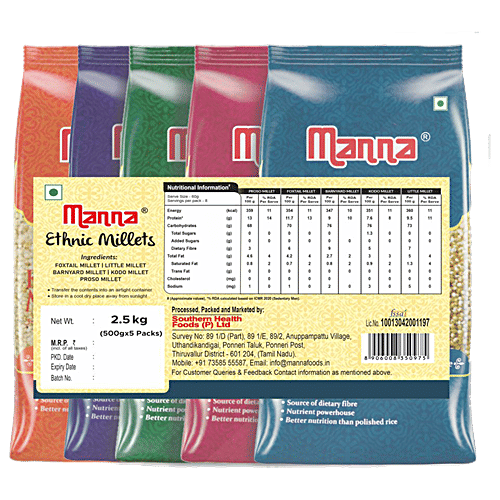 Buy Manna Manna Millets Foxtail, Kodo, Little, Barnyard & Proso