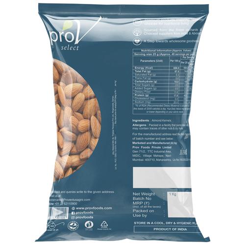 ProV Select California Almonds - Whole, Natural, 1 kg  Naturally Nutritious Snack