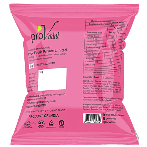 ProV Mini Cashews - Cracked Pepper, 18 g  Healthy & Crunchy Snacks