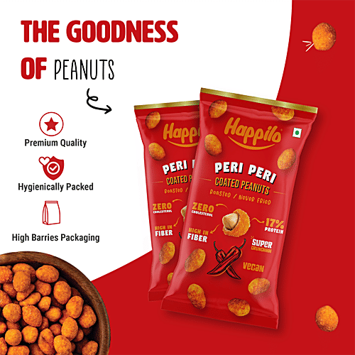 Happilo Peri Peri Coated Peanuts, 25 g  Crunchy & Nutty, Roasted, High In Protein & Dietary Fibre, No Cholesterol, Vegan